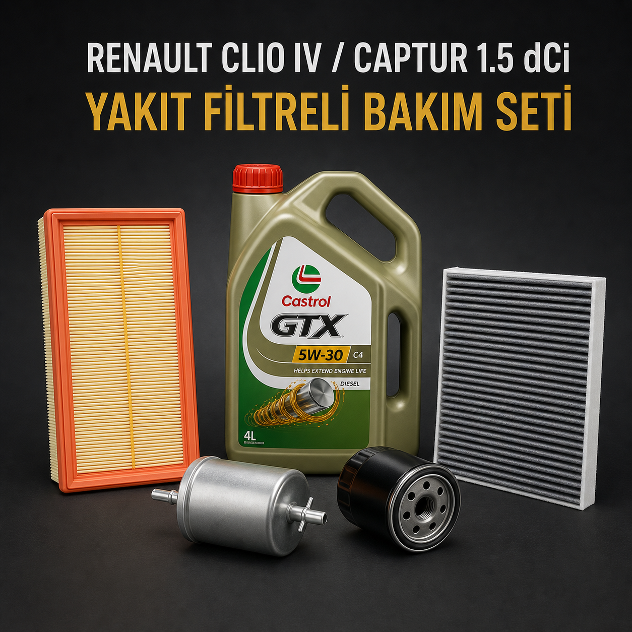 Renault Clio IV / Captur 1.5 dCi 2012+ Yağlı Filtre Bakım Seti (Yakıt Filtreli)