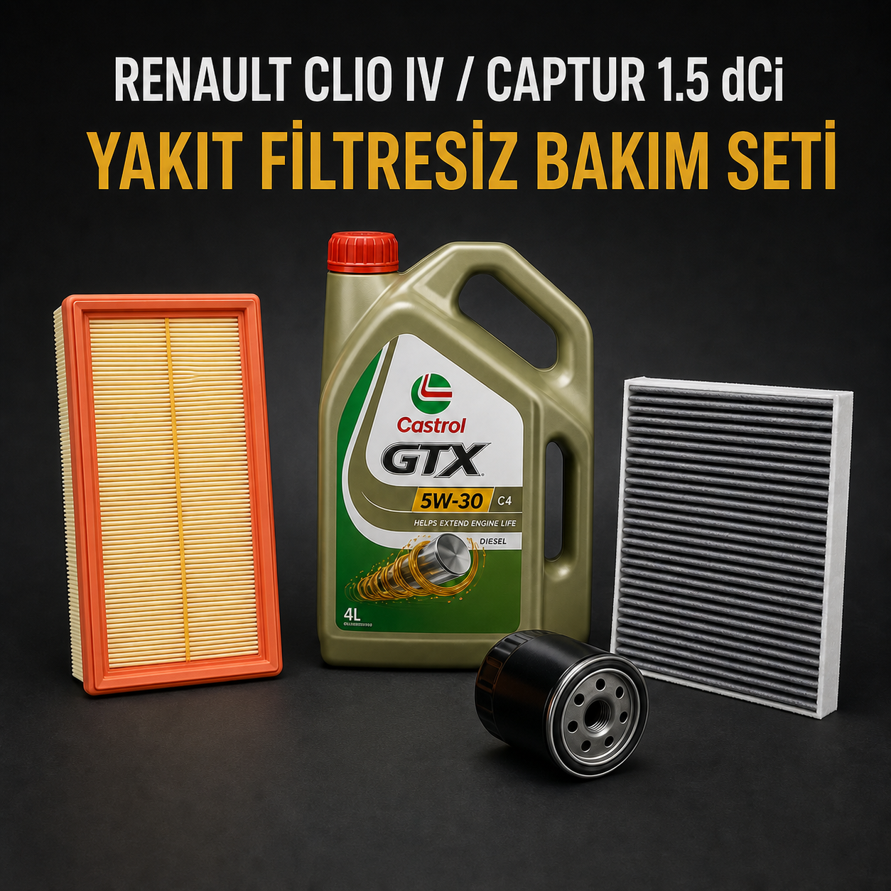 Renault Clio IV / Captur 1.5 dCi 2012+ Yağlı Filtre Bakım Seti (Yakıt Filtresiz)